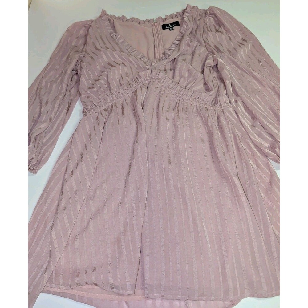 Lulu's Women's Size XL Forever I'm My Heart Mauve Striped Sleeve Mini Dress